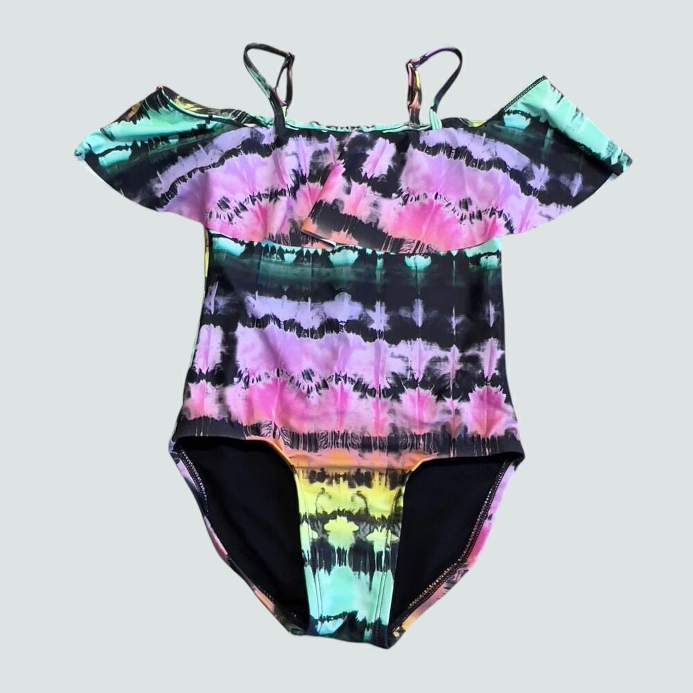 Tie dye off the shoulder swimsuit size 8 NWOT